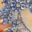 Handmade Rhinestone Flower Patches – 1 Pair Sparkling Mirror Glass Appliques for Gowns & Accessories
