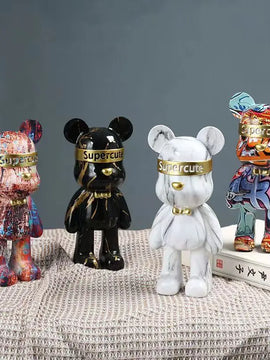 Modern Graffiti Bear Statue – Colorful Resin Art Figurine for Trendy Home Decor & Gift Ideas