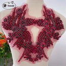 Handmade Rhinestone Flower Patches – 1 Pair Sparkling Mirror Glass Appliques for Gowns & Accessories