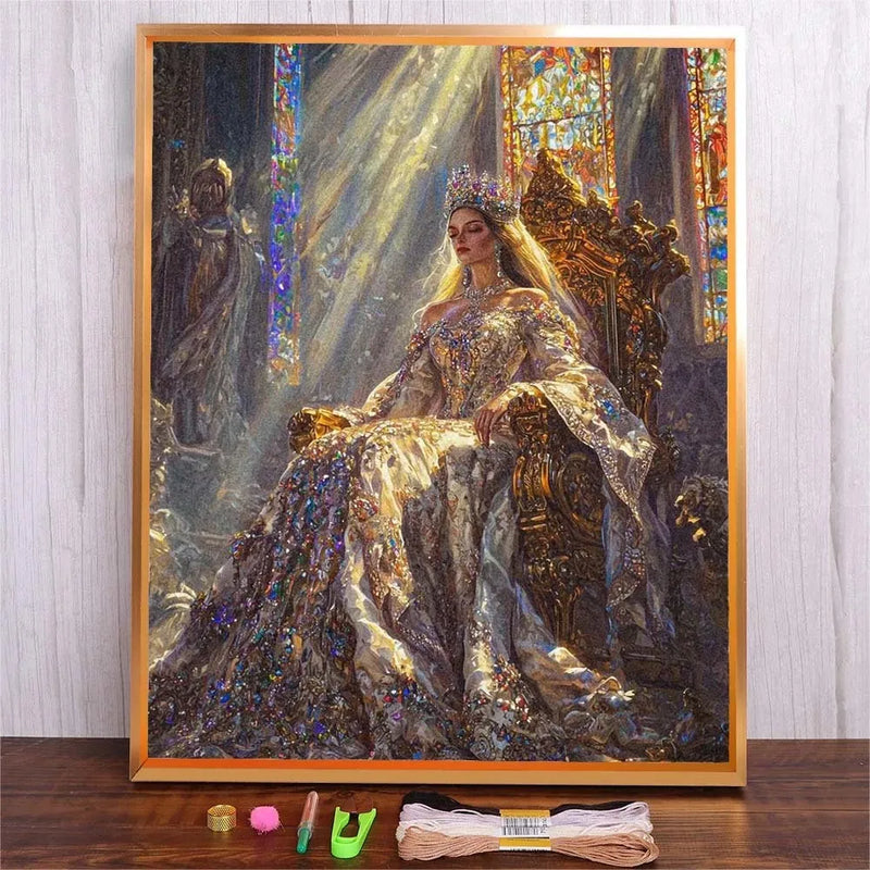 Needlework Embroidery Set Bishop Queen Printed Canvas Cross Stitch DIY Home Decoration