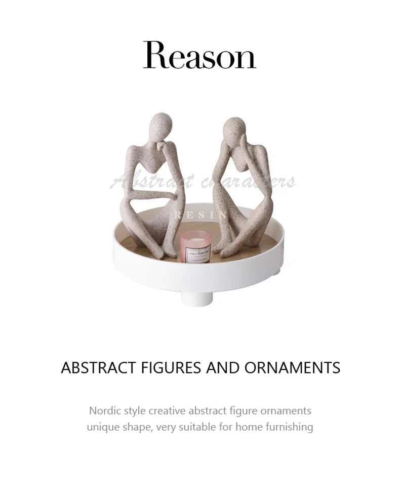 Nordic Abstract Woman Sculpture – Vilead Resin Thinker Figurine for Modern Home Decoration