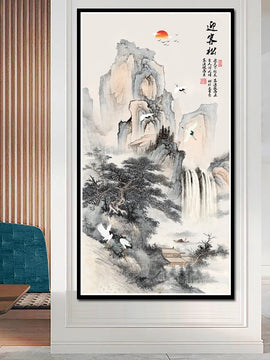 Pine Tree Guest Greeting Cross Stitch Kit Complete DIY Embroidery Craft for Wall Art