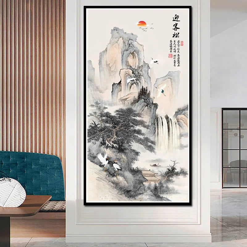 Pine Tree Guest Greeting Cross Stitch Kit Complete DIY Embroidery Craft for Wall Art