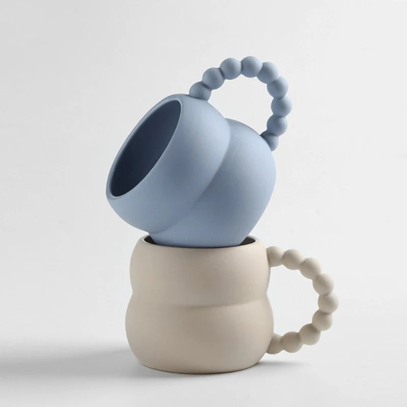 250ml Creative Ceramic Mug Cute Coffee Cup Breakfast Milk Cup Nordic Home Decor Handmade Art Afternoon Tea Cup Couple Gifts