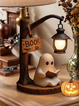 3D Resin Ghost Reading Lantern – Cute Halloween Ghost Night Light for Indoor Home Decor