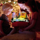 Holiday Table Décor LED Light Up Christmas Village Scene with Snowy Bridge, Pine Trees & Swans on Ice Pond