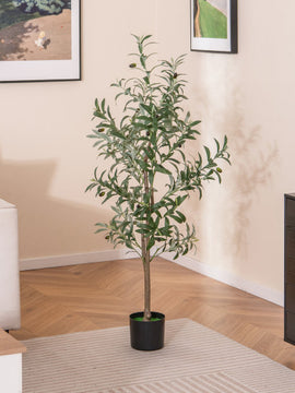 4.5 Feet Tall Artificial Olive Tree Fake Potted Trees with Realistic Fruits-Set of 2