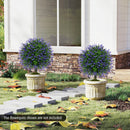 23 Inch Set of 2 Artificial Lavender Topiary Ball Trees with Cement-Filled Pot