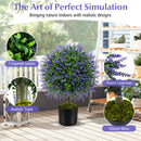 23 Inch Set of 2 Artificial Lavender Topiary Ball Trees with Cement-Filled Pot