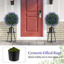 23 Inch Set of 2 Artificial Lavender Topiary Ball Trees with Cement-Filled Pot