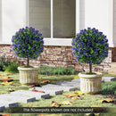 22 Inch Set of 2 Artificial Purple Rose Topiary Ball Trees with Cement-Filled Pot