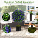 22 Inch Set of 2 Artificial Purple Rose Topiary Ball Trees with Cement-Filled Pot