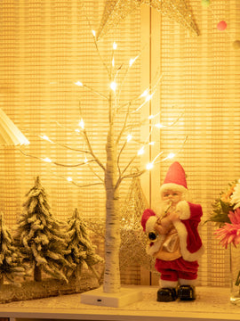 Set of 2 Pre-lit White Twig Birch Tree Battery Powered for Christmas Holiday