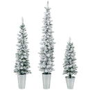 Set of 3 Potted Artificial Christmas Tree with Silver Metal Buckets