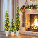 Set of 3 Potted Artificial Christmas Tree with Silver Metal Buckets