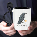 CAWFEE Crow Lover Coffee Mug – 1PC 11oz Ceramic Mug with Spoon, Birthday Gift for Crow Fans, Black