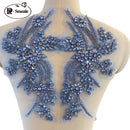 Handmade Rhinestone Flower Patches – 1 Pair Sparkling Mirror Glass Appliques for Gowns & Accessories