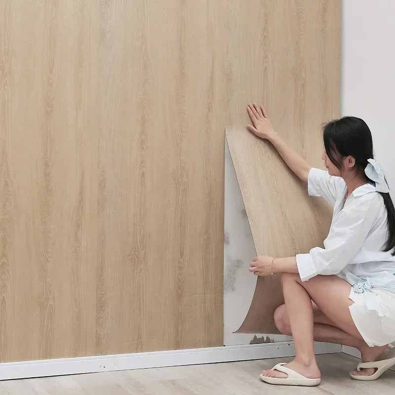3D Wood Grain Floor Wallpaper Self-adhesive waterproof Wall Sticker Living Room Kitchen toilet metope Home Decor Floor Sticker