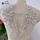 Handmade Rhinestone Flower Patches – 1 Pair Sparkling Mirror Glass Appliques for Gowns & Accessories