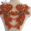 Handmade Rhinestone Flower Patches – 1 Pair Sparkling Mirror Glass Appliques for Gowns & Accessories