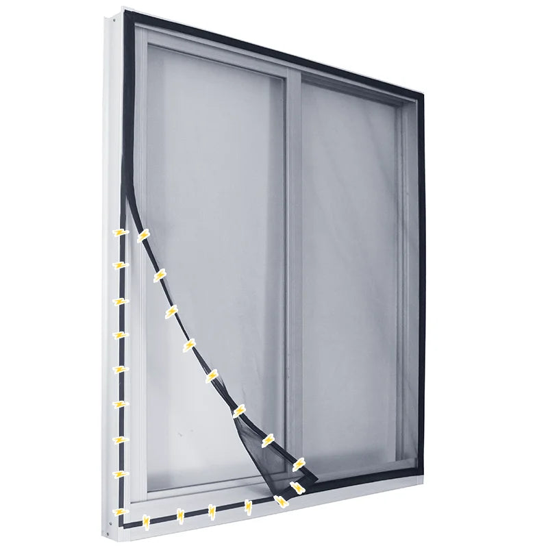 Custom Size Magnetic Window Screen – DTGJ Black Invisible Fiberglass Mesh Anti-Insect Fly Curtain