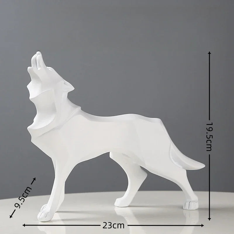 Nordic Geometric Wolf Statue – Modern Resin Animal Figurine for Home, Office & Living Room Decor