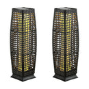 2 Pieces Solar-Powered Square Wicker Floor Lamps with Auto LED Light