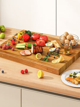 Teak Wood Cutting Board Extra Large 24 Inch Reversible Cutting Board with Handle