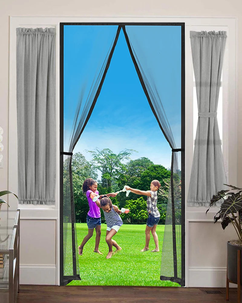 Custom Size Magnetic Door Screen – Automatic Closing Mosquito Net Curtain for Home & Kitchen