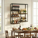 Wall Mounted Wine Rack 6-Tier Hanging Bar Shelf with Bottle Display Shelf and Glass Holder-Rustic Brown