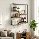 Wall Mounted Wine Rack 6-Tier Hanging Bar Shelf with Bottle Display Shelf and Glass Holder-Rustic Brown