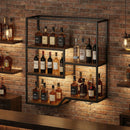 Wall Mounted Wine Rack 6-Tier Hanging Bar Shelf with Bottle Display Shelf and Glass Holder-Rustic Brown