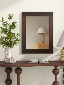 Wood Framed Wall Mirror for Bedroom Living Room Vanity Entryway-Brown