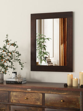 Wood Framed Wall Mirror for Bedroom Living Room Vanity Entryway-Brown