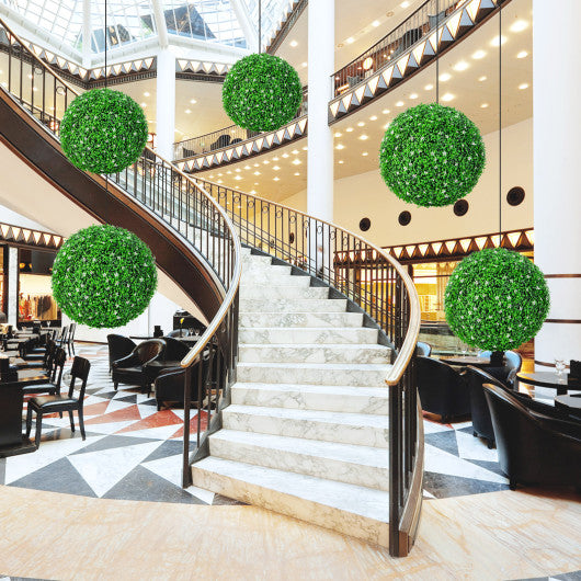 2 Pieces 15.7 Inch Artificial Boxwood Topiary Ball Tree Set