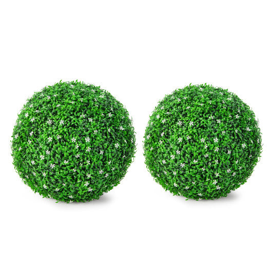 2 Pieces 15.7 Inch Artificial Boxwood Topiary Ball Tree Set