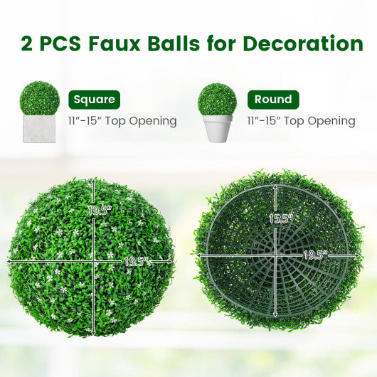 2 Pieces 15.7 Inch Artificial Boxwood Topiary Ball Tree Set