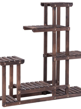 6-Tier Garden Wooden Plant Flower Stand Shelf for Multiple Plants Indoor or Outdoor