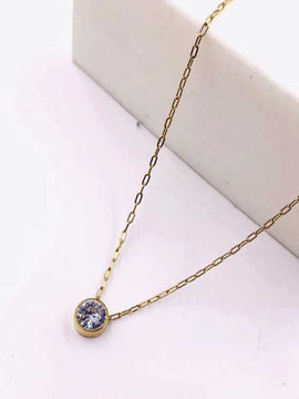 Stainless Steel Gold Solitaire Necklace