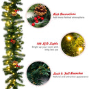 Artificial 9 Feet Pre-Lit Christmas Garland Red Berries With LED