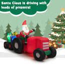 7.7 Feet Long Christmas Inflatable Santa Claus and Reindeer Riding Red Car with Gift Bag and 9 LED White Lights