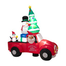 7.7 Feet Long Christmas Inflatable Santa Claus and Reindeer Riding Red Car with Gift Bag and 9 LED White Lights