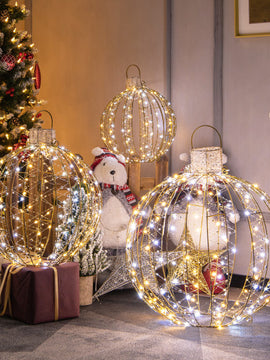 3-Piece Pre-Lit Pop up Christmas Ball Set with Warm White LED Lights