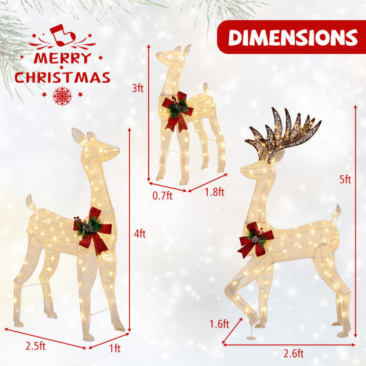 3-Piece Pre-Lit Christmas Deer Family Set