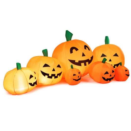 Halloween 7.5 Feet Inflatable Pumpkin Combo with Witch Black Cat