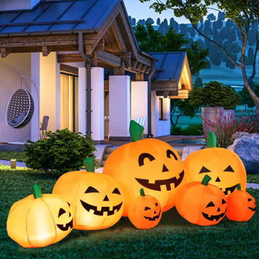 Halloween 7.5 Feet Inflatable Pumpkin Combo with Witch Black Cat