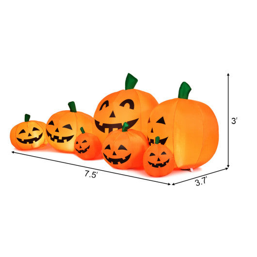 Halloween 7.5 Feet Inflatable Pumpkin Combo with Witch Black Cat