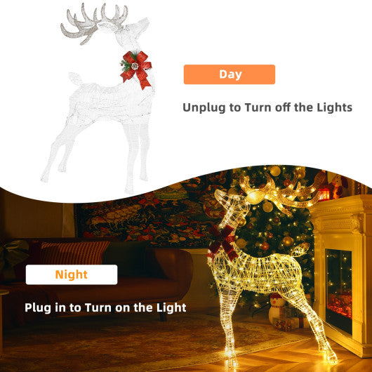 4.6 Feet Pre-Lit Christmas Reindeer with 170 Cold and Warm LED Lights