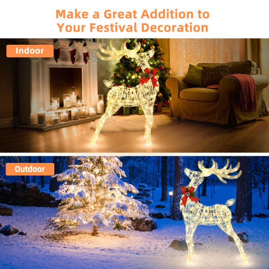 4.6 Feet Pre-Lit Christmas Reindeer with 170 Cold and Warm LED Lights
