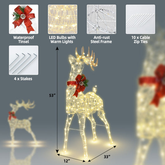 4.6 Feet Pre-Lit Christmas Reindeer with 170 Cold and Warm LED Lights
